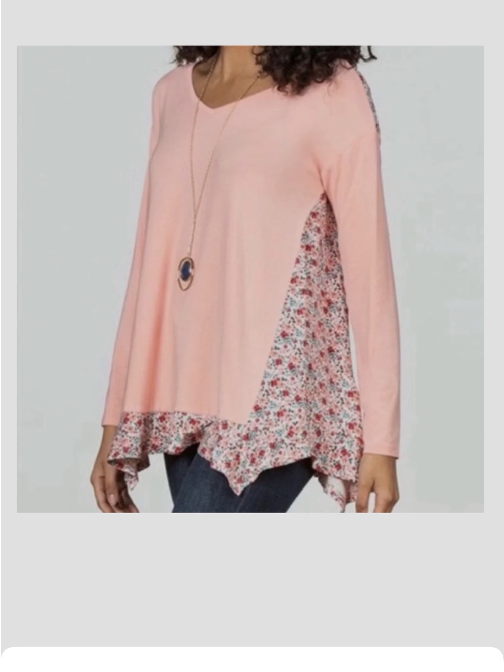 Matilda Jane Peach V-Neck Tunic with Floral Trim